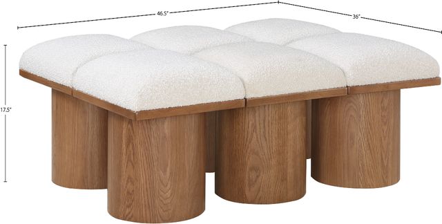 Meridian Furniture Pavilion 6-Piece Cream/Walnut 47" Modular Bench Set-3