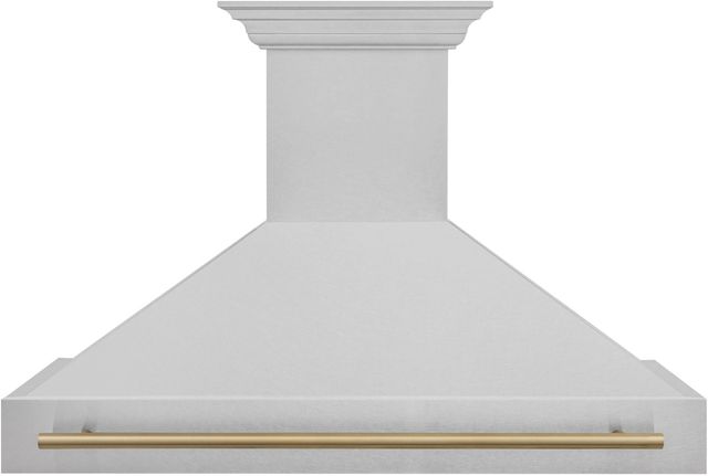ZLINE Autograph Edition 48" Satin Stainless Steel Wall Mounted Range Hood with Champagne Bronze Handle-0