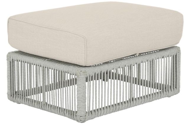 Sunset West Miami Silver Gray Aluminum/Olefin Rope Outdoor Ottoman with Echo Ash Cushion-0