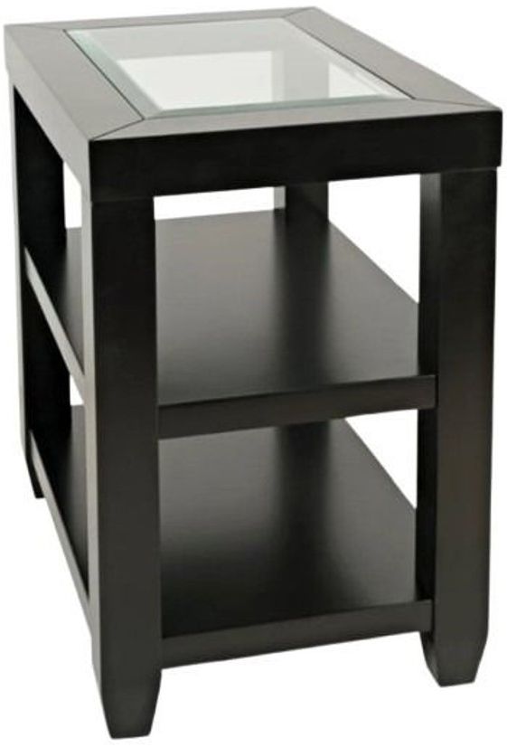 Jofran Inc. Urban Icon Glass Top Chairside Table with Black Base-0