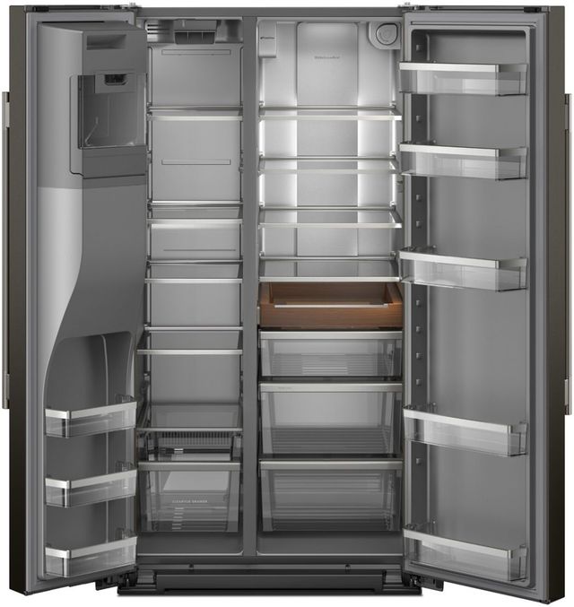 KitchenAid® 36" 20.6 Cu. Ft. Black Ore Counter Depth Side-by-Side Refrigerator with Exterior Ice and Water Dispenser-1