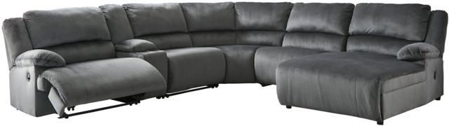 Signature Design by Ashley® Clonmel 6-Piece Charcoal Reclining Right-Arm Facing Sectional and Chaise with Console-0