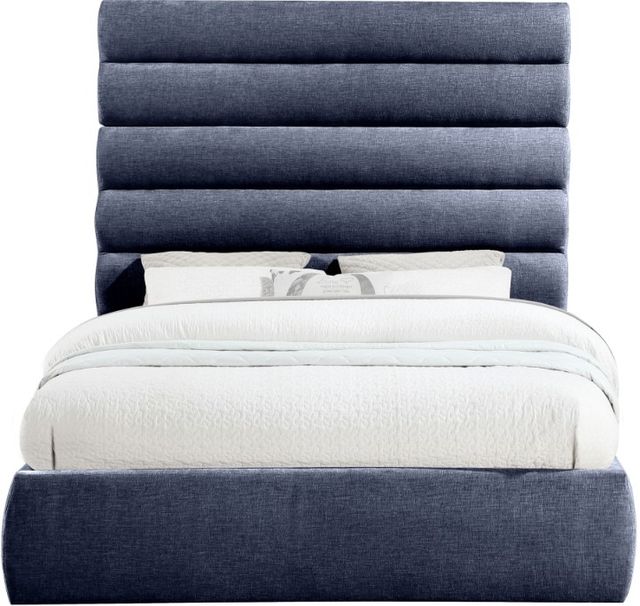 Meridian Furniture Adam Navy Queen 71" Upholstered Panel Bed-1
