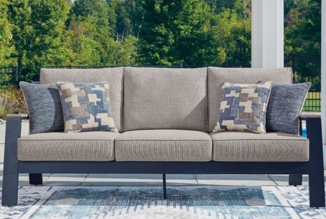 Signature Design by Ashley® Mabry Shores Driftwood/Navy Blue Aluminum/Fabric Outdoor Sofa-1