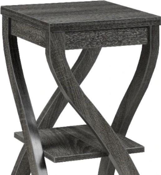 Brassex Inc. Distressed Grey Accent Table with Twisted Frame-1