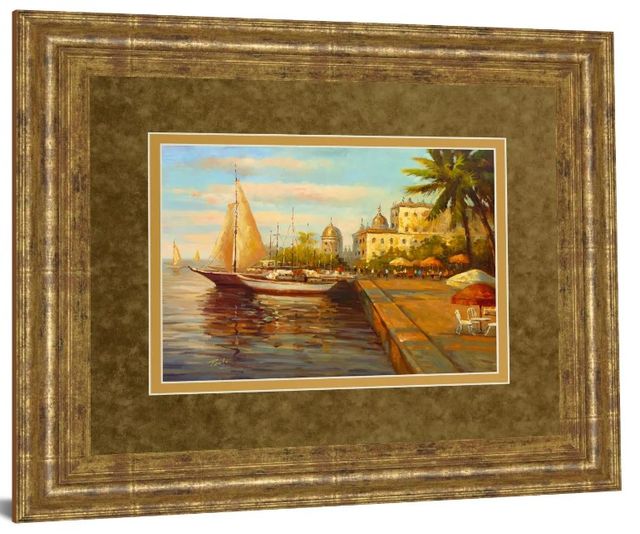 Classy Art Santo Domingo Harbor By Bulo Framed Print Wall Art-0