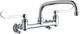 Elkay Chrome Foodservice 8" Centerset Wall Mount Faucet with 10" Arc Tube Spout and Wristblade Handles-0