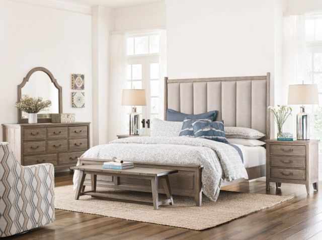 Kincaid® Urban Cottage Oakmont Gray/Harvest California King Upholstered Panel Bed-2