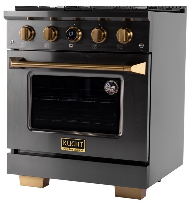 Kucht Professional KX Series 30" Titanium Stainless Steel Pro Style Dual Fuel Range with Kucht Horus Thermostat-3
