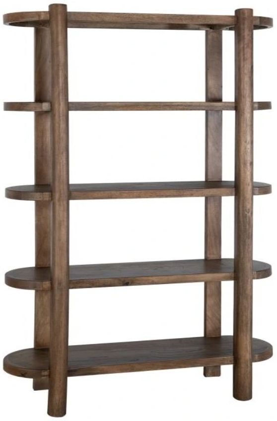 International Furniture Direct Balam Stained Brown Bookcase-3