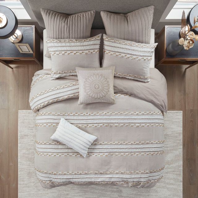 Olliix by INK+IVY Sofia Taupe Cotton Embroidered Decorative Square Pillow-4