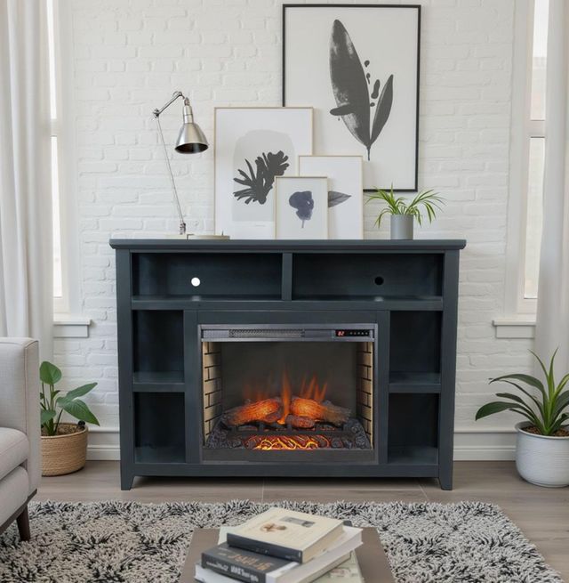 Legends Home Studio Seal Skin Black Fireplace Mantel-1