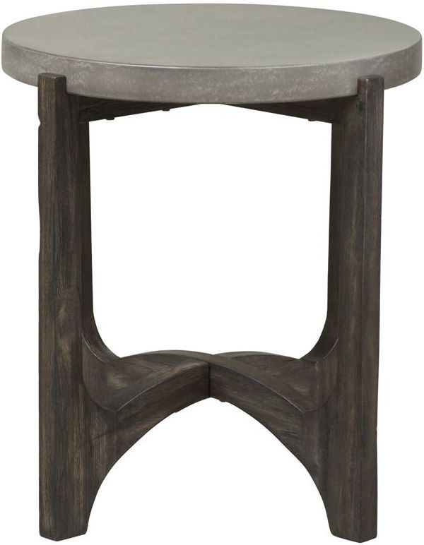 Liberty Furniture Cascade Gray End Table with Wirebrush Rustic Brown Base-3