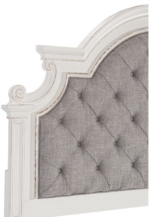 Homelegance® Baylesford Antique White/Gray Queen Upholstered Panel Bed-3