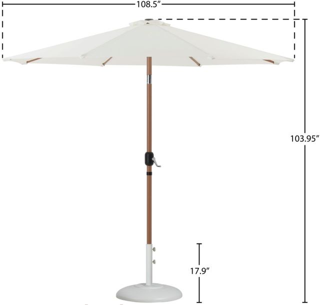 Meridian Furniture Fiji White Aluminum Outdoor Patio Umbrella and Round Base-2