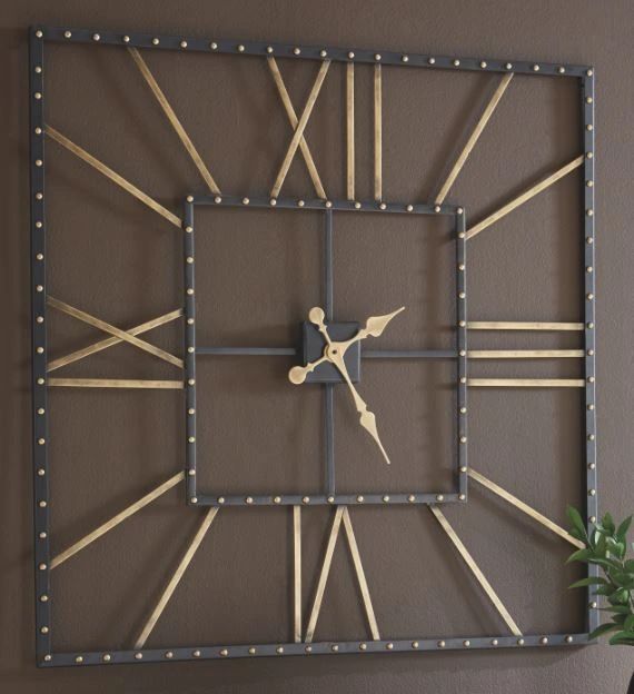 Signature Design by Ashley® Thames Black/Gold Wall Clock-1