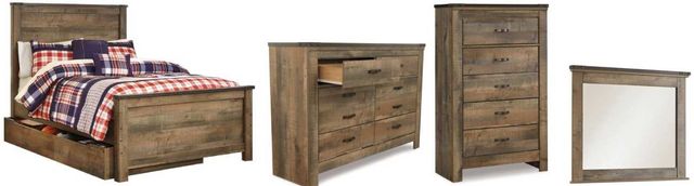 Signature Design by Ashley® Trinell 4-Piece Brown Full Storage Panel Bed Set-0