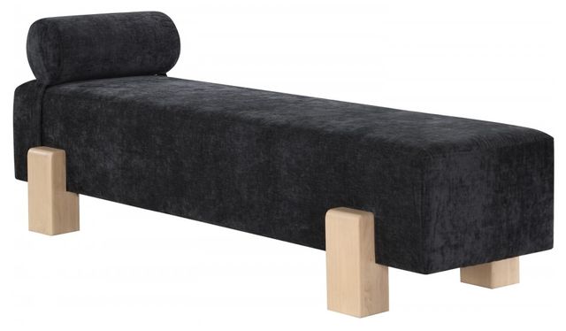 Meridian Furniture Edison Black/Natural Chenille Fabric Bench-0