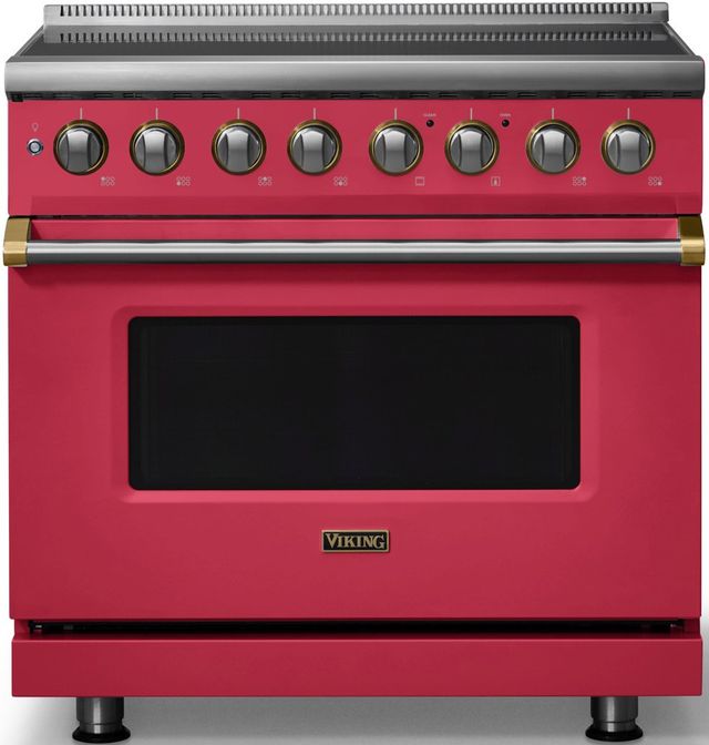 Viking® 5 Series 36" Valentine Pro Style Induction Range with Brushed Brass Trim-0