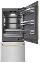 ZLINE Autograph Edition 36" 19.8 Cu. Ft Satin Stainless Steel Built-In Bottom Freezer Refrigerator with Graphite Gray Interior and Polished Gold Accents-1