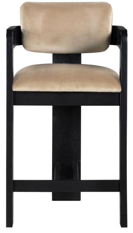 Meridian Furniture Sacha Beige/Black Velvet Upholstered Counter Stool-1