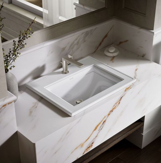 Kohler Memoirs® Stately White 22.75" Rectangular Drop-In Bathroom Sink-2