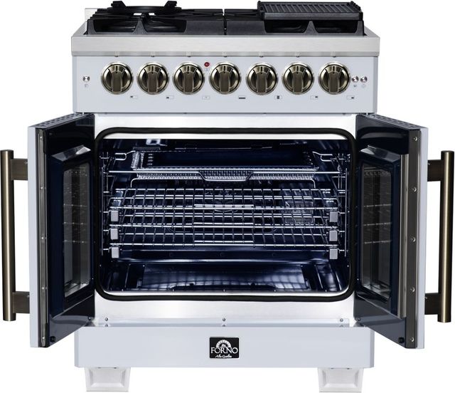 FORNO® Capriasca Series Alta Qualita 30" White Pro Style Dual Fuel Range-1