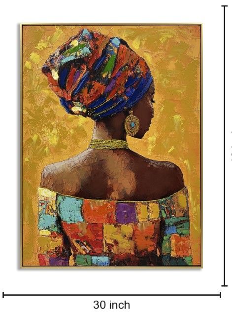 Classy Living Captivating African Lady on Orange I Wall Art-2