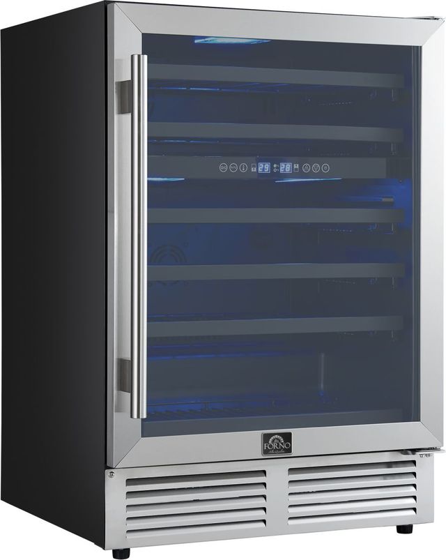 FORNO® Bacchino Series Alta Qualita 24" 4.8 Cu. Ft. Fingerprint Resistant Stainless Steel Wine Cooler -2