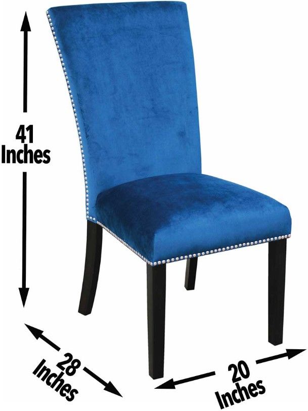 Steve Silver Co. Camila Black/Blue Upholstered Dining Side Chair-2