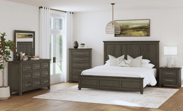 Elements International Canterbury Gray King Panel Bed-1