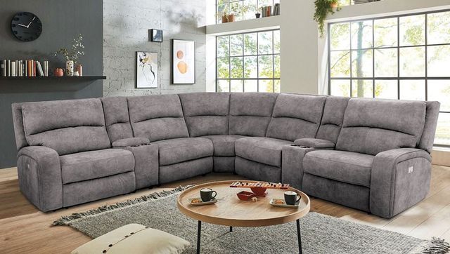 Furniture of America® Apostolos 6-Piece Light Gray Modular Power Reclining Sectional-1