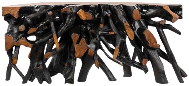 Classic Home Cypress Brown 70-71" Console Table with Black Base-1