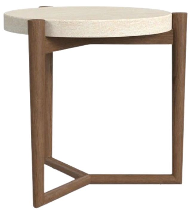 Flexsteel® Verona White Accent Table with Medium Brown Base-0