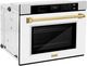 ZLINE Autograph Edition Professional 30" Satin Stainless Steel Single Electric Wall Oven with White Matte Door and Polished Gold Accents-1