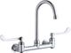 Elkay Chrome Scrub/Handwash 8" Centerset Wall Mount Faucet with 6" Wristblade Handles-0