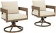 Signature Design by Ashley® Serene Bay Dark Brown/White Aluminum/Nuvella Outdoor Swivel Dining Chair with Cushion-4