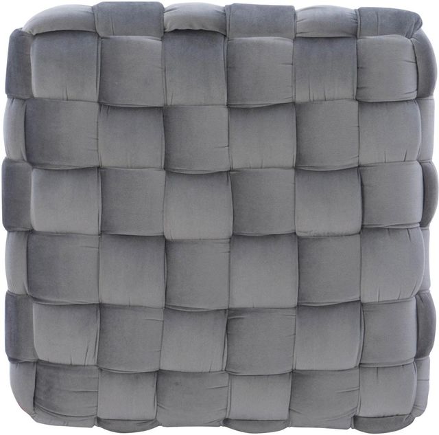Powell® Neva Gray Square Ottoman Stool-3