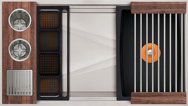 The Galley® American Black Walnut / Graphite Resin+ Ideal WashStation™ 3S with Four Tool Wash Kit-0