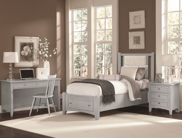 Vaughan-Bassett Bonanza Gray/Linen Twin Upholstered Panel Storage Bed-1