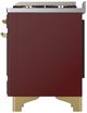 Ilve® Majestic III 48" Burgundy Pro Style Dual Fuel Natural Gas Range with Solid Door and Brass Trim-3