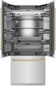 ZLINE Autograph Edition 36" 19.6 Cu. Ft. Satin Stainless Steel Built-In French Door Refrigerator with Champagne Bronze Accents-2