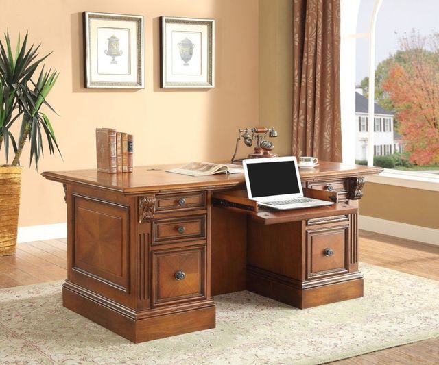 Parker House® Huntington Antique Vintage Pecan Double Pedestal Executive Desk-1