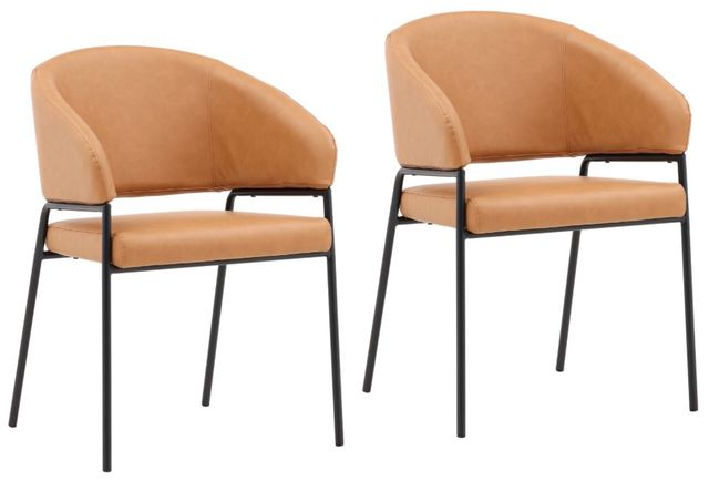 Dovetail Furniture Cathey 2-Piece Black/Camel Dining Chair Set-0