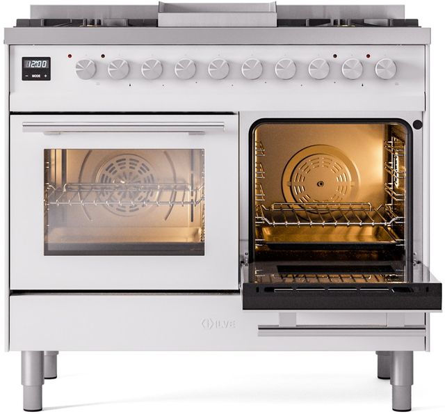 Ilve® Professional Plus II 40" White Pro Style Dual Fuel Range-3
