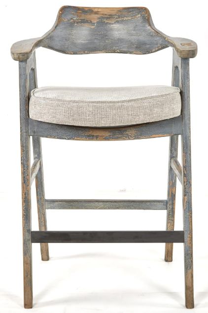 Nest Home Collections Wagner Anew Gray/Distressed Blue Bar Stool-1
