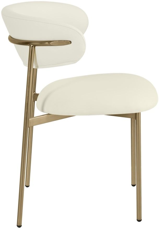 Meridian Furniture Lupita Cream/Gold Vegan Leather Dining Chair-2