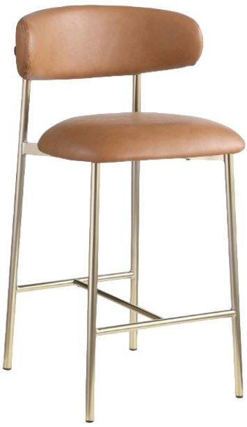 Meridian Furniture Lupita Cognac/Brushed Gold Counter Stool-0