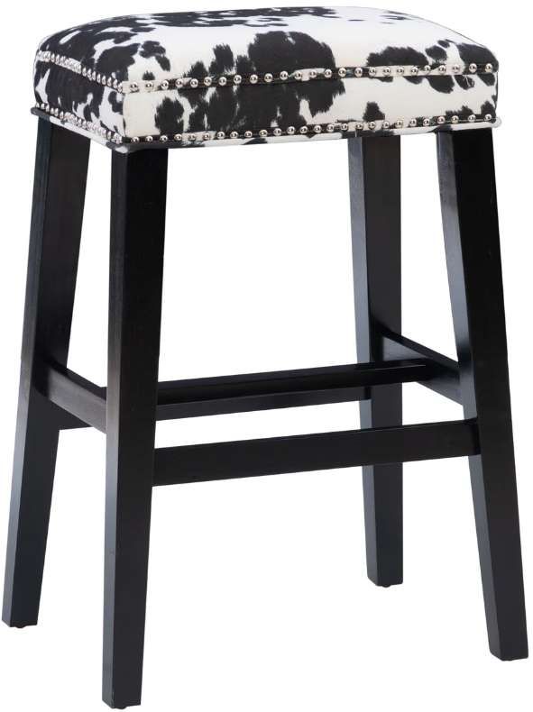 Linon Wyatt Black Cow Bar Stool-0