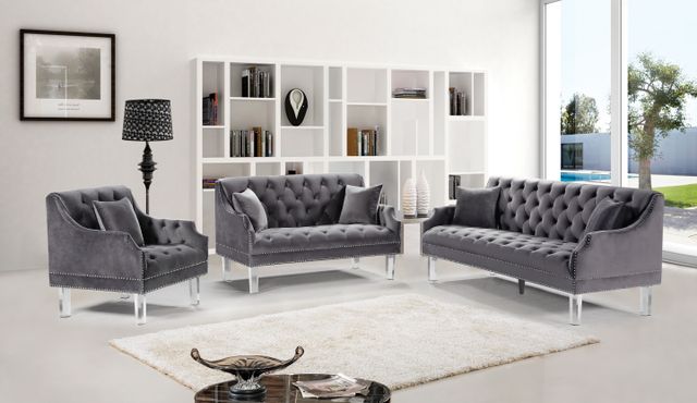 Meridian Furniture Roxy Grey Velvet Sofa-3